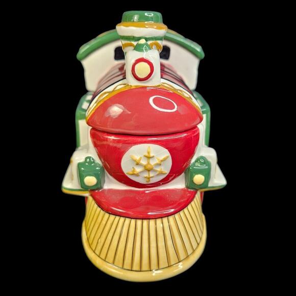 Spode Covered Candy Dish Train‎ Engine Ceramic 2002 Christmas Tree Village READ - Picture 5 of 11